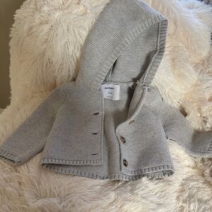 Old Navy Baby Knit Hooded Cardigan - Light Gray